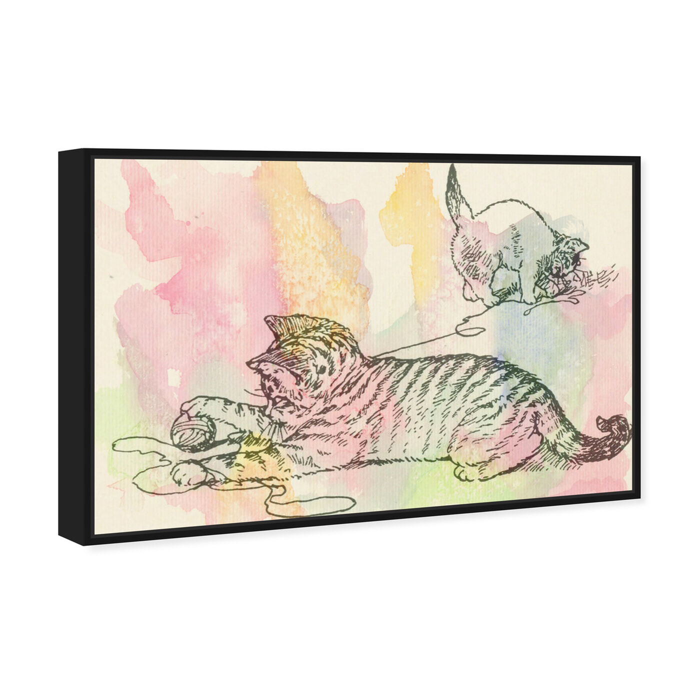 Angled view of Kittens Love to Play featuring animals and cats and kitties art.