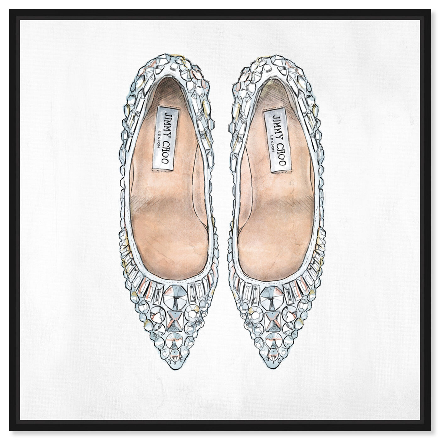 Glam Shoes Glittered Canvas Wall Art, White Sold by at Home