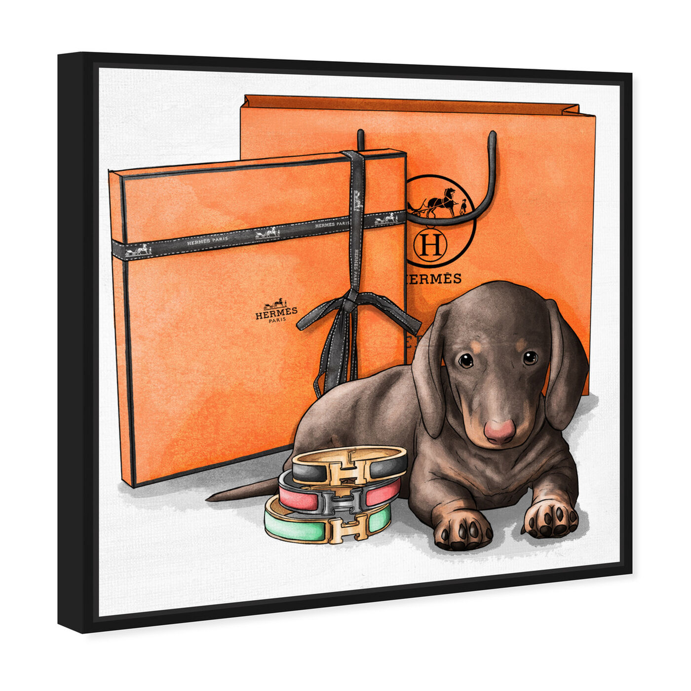 Angled view of Fancy Doxie featuring animals and dogs and puppies art.