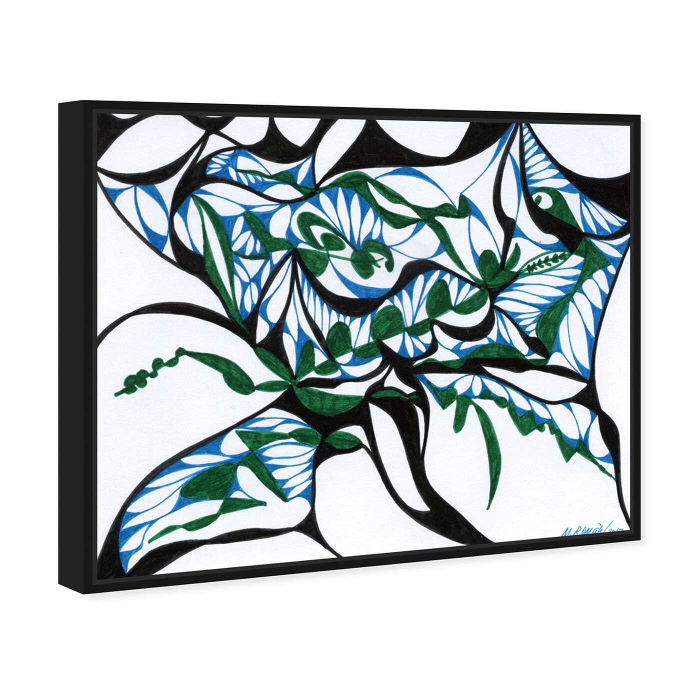 Angled view of Swirling Ferns featuring abstract and geometric art.