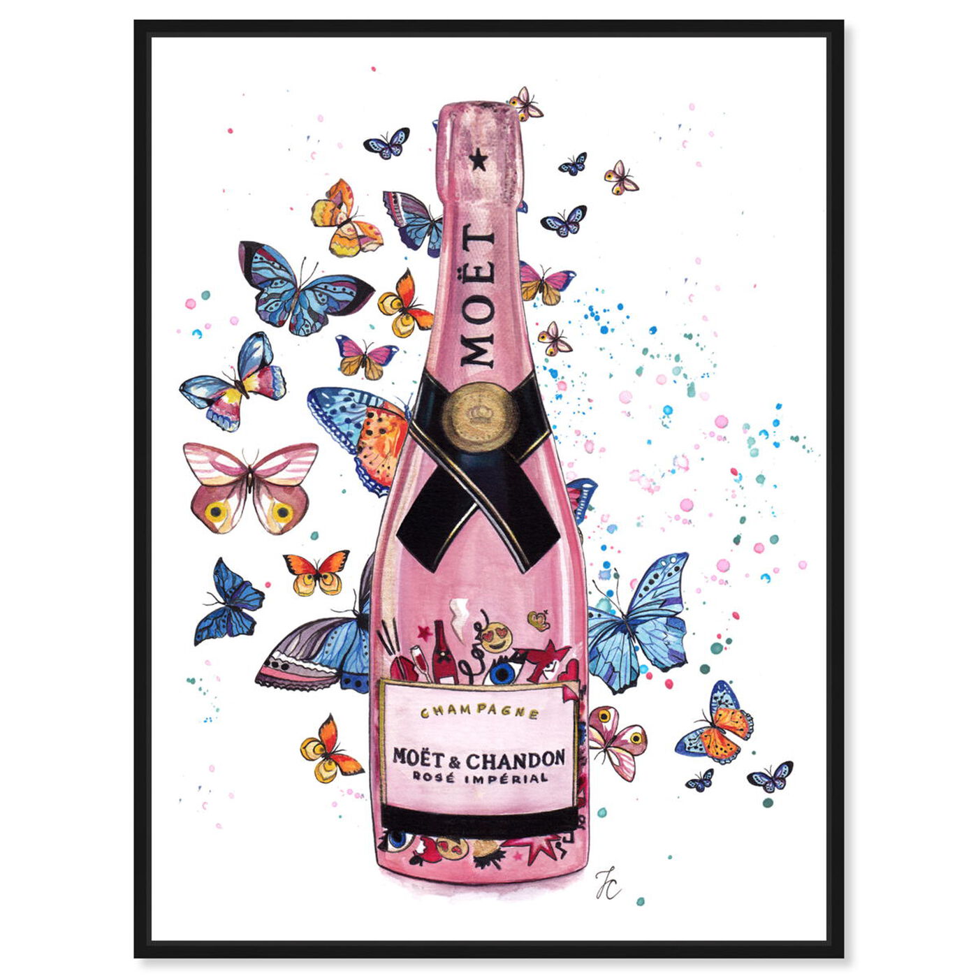 Front view of Doll Memories - Champagne in Pink featuring drinks and spirits and champagne art.