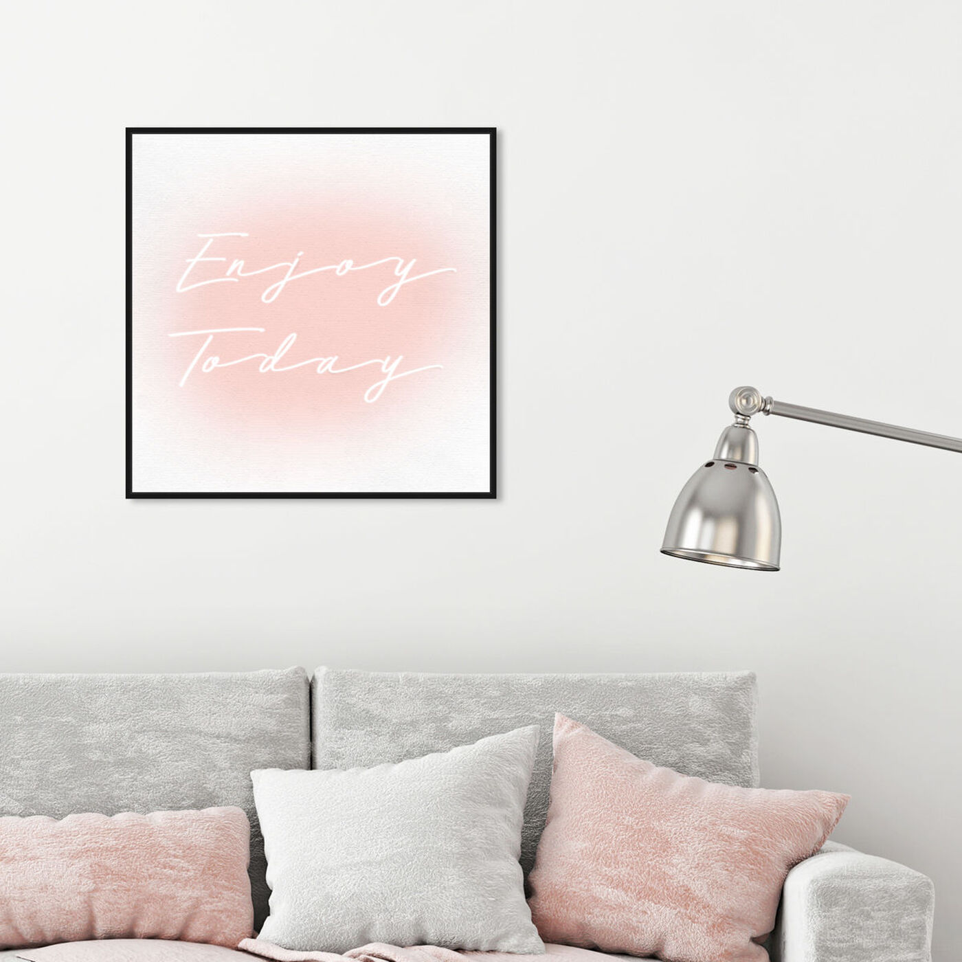 Hanging view of Enjoy Today Light Bright featuring typography and quotes and inspirational quotes and sayings art.