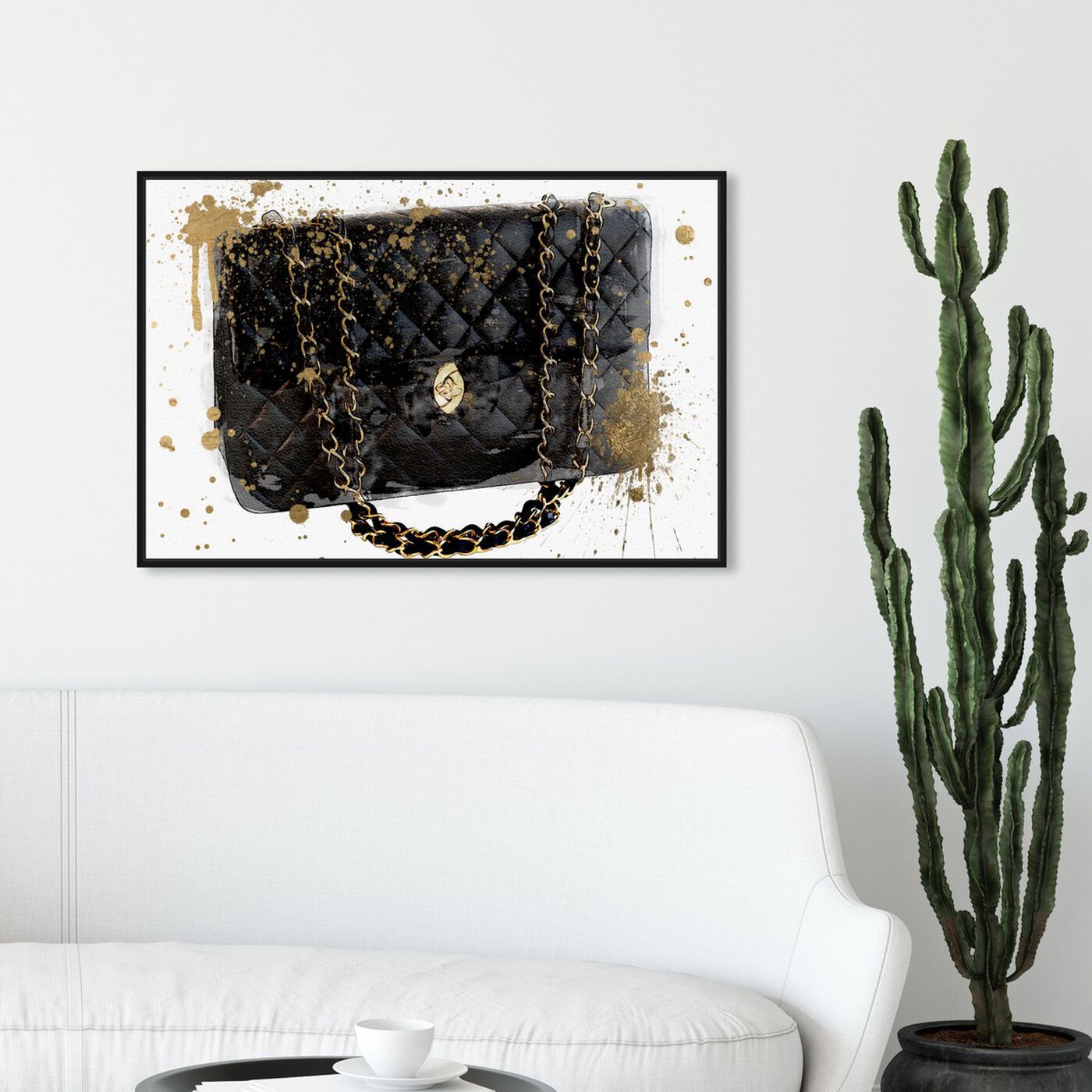 Hanging view of Black Bag featuring fashion and glam and handbags art.
