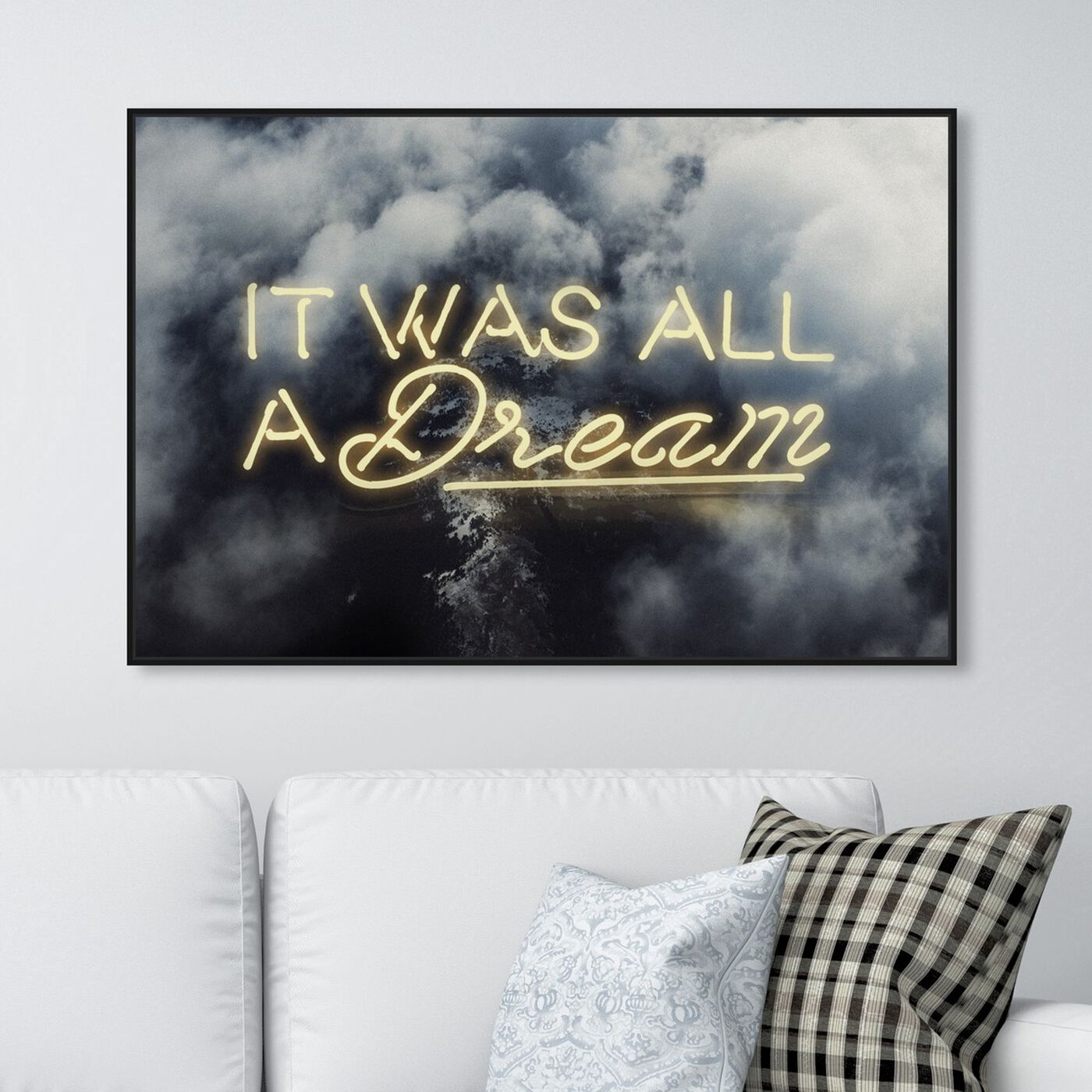 Hanging view of IT WAS ALL A DREAM - YELLOW featuring typography and quotes and inspirational quotes and sayings art.