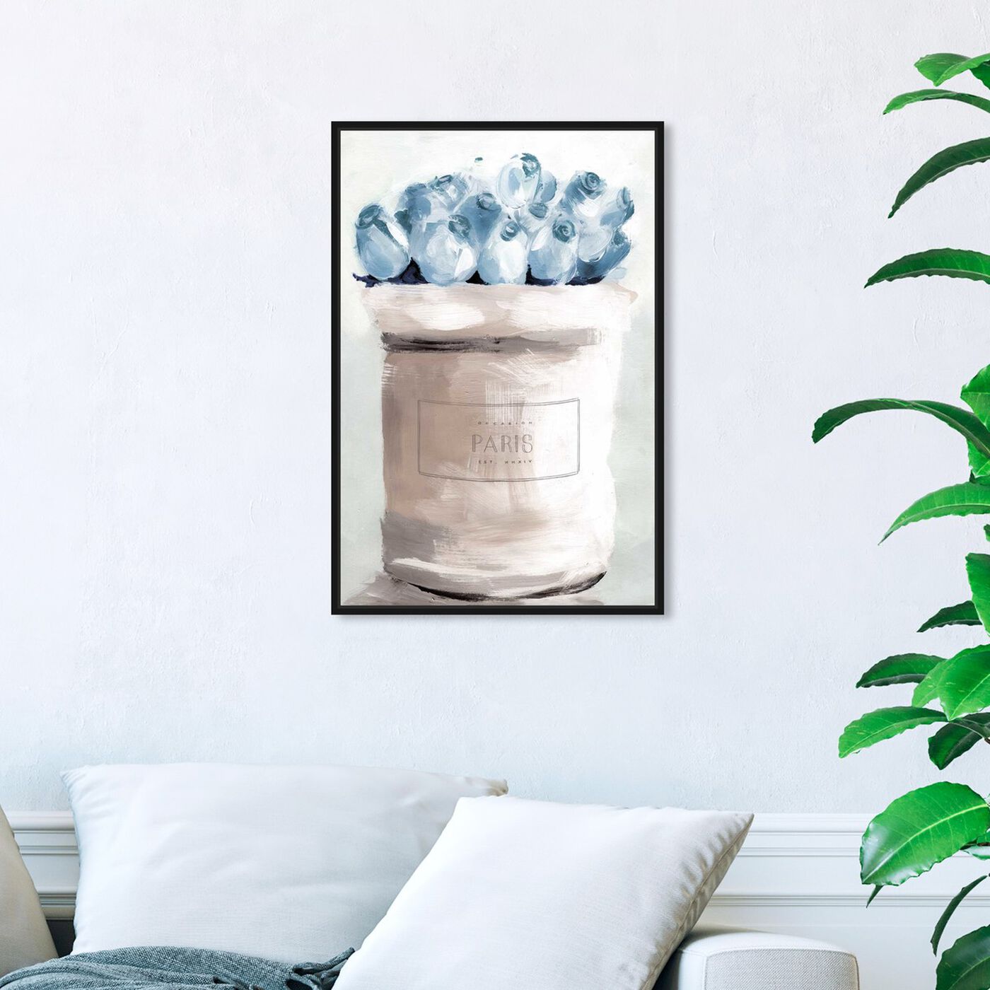 Hanging view of Blue Flowers From Paris featuring fashion and glam and fashion art.