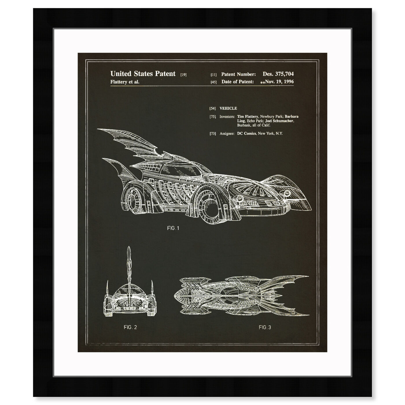 Front view of Batmobile 1996 I featuring symbols and objects and toys art.