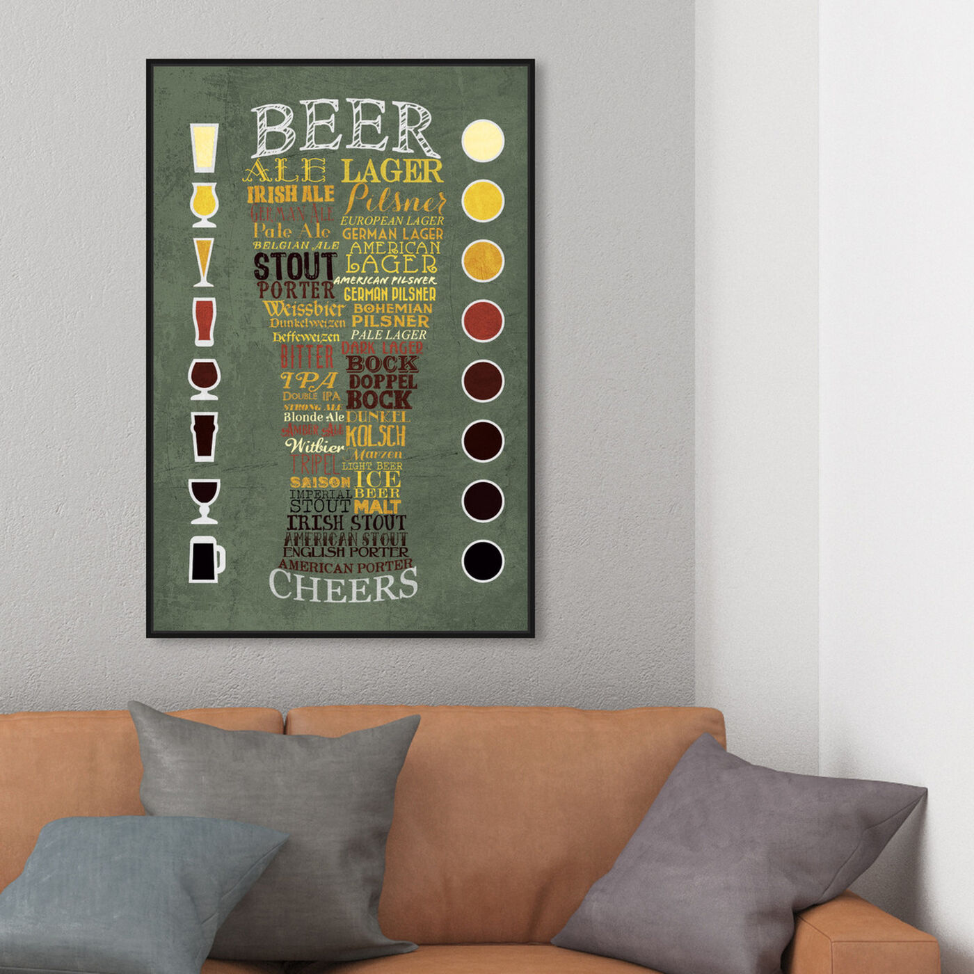 Hanging view of Beer Chart II featuring drinks and spirits and beer art.