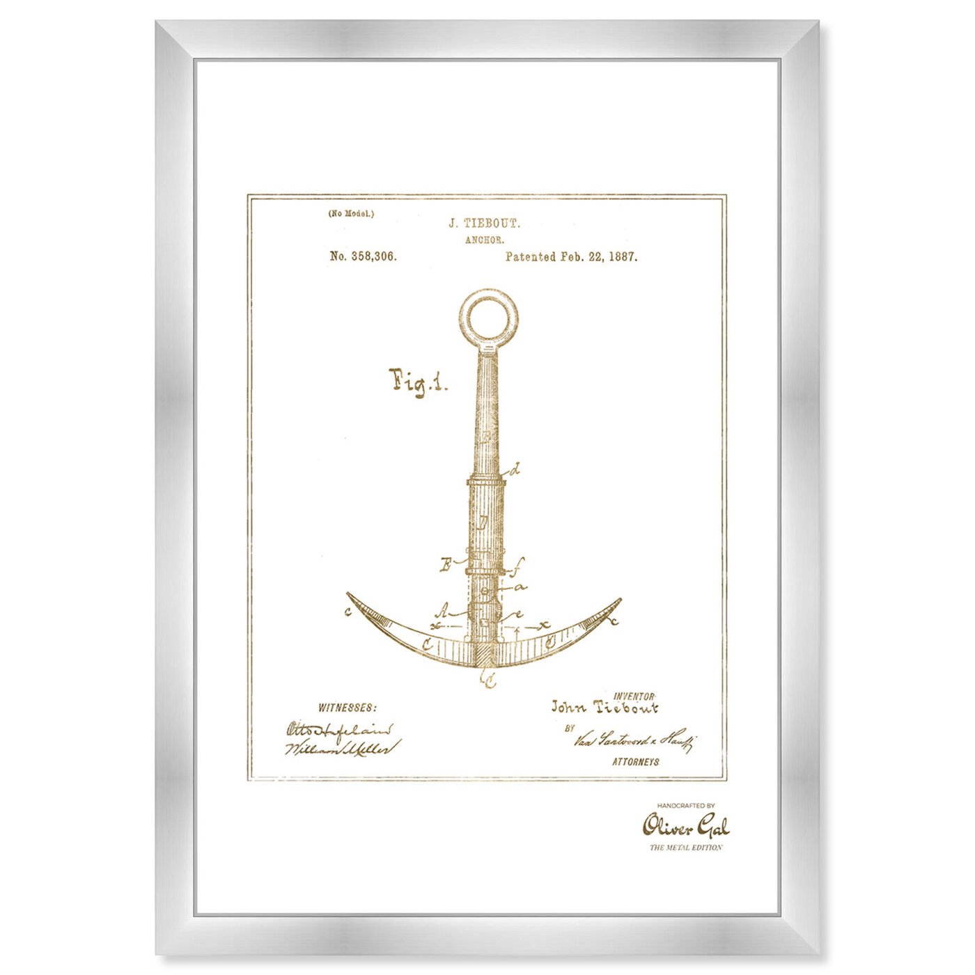 Front view of Anchor 1887 Gold featuring nautical and coastal and nautical watercrafts art.