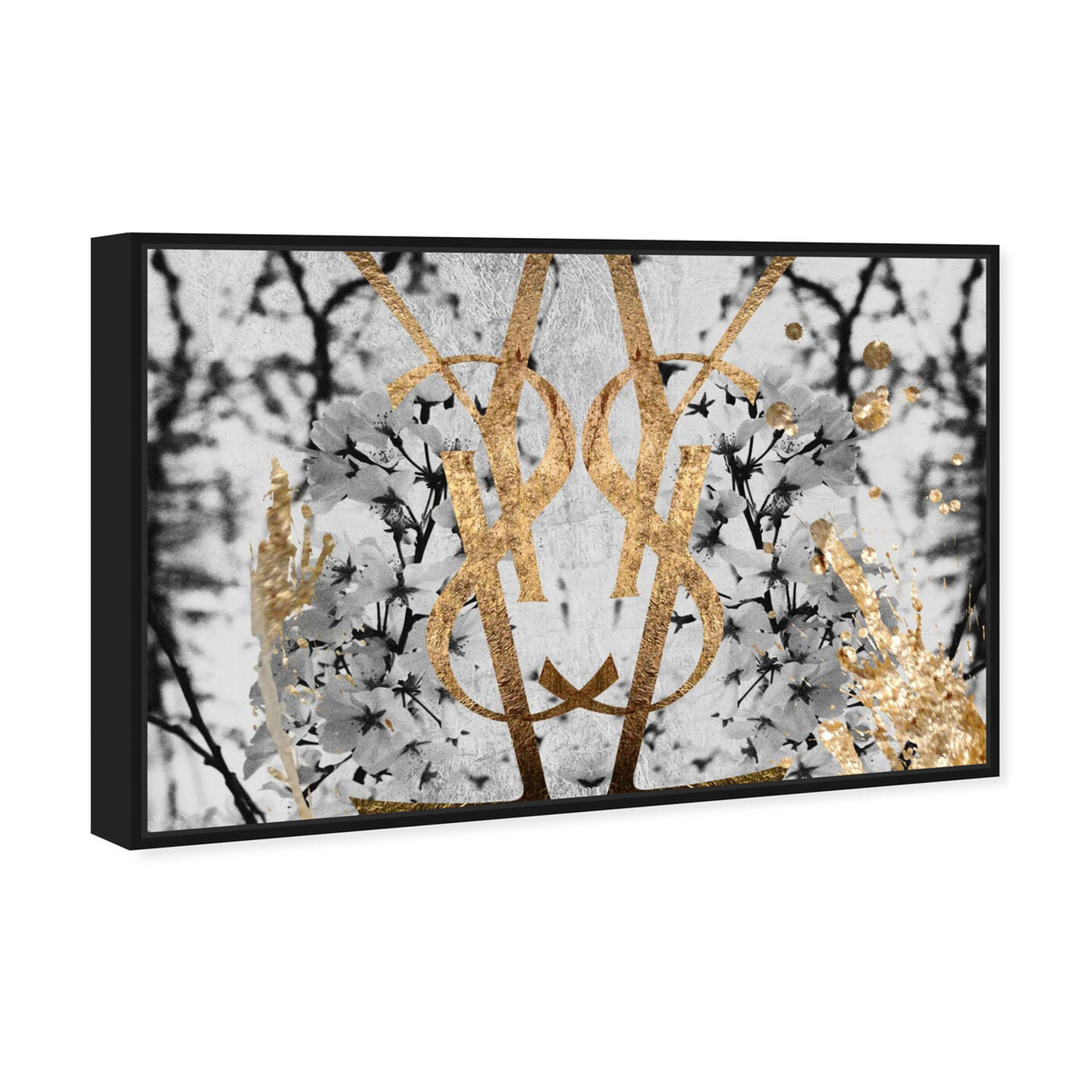 Angled view of Botanical Couture Noir featuring floral and botanical and botanicals art.