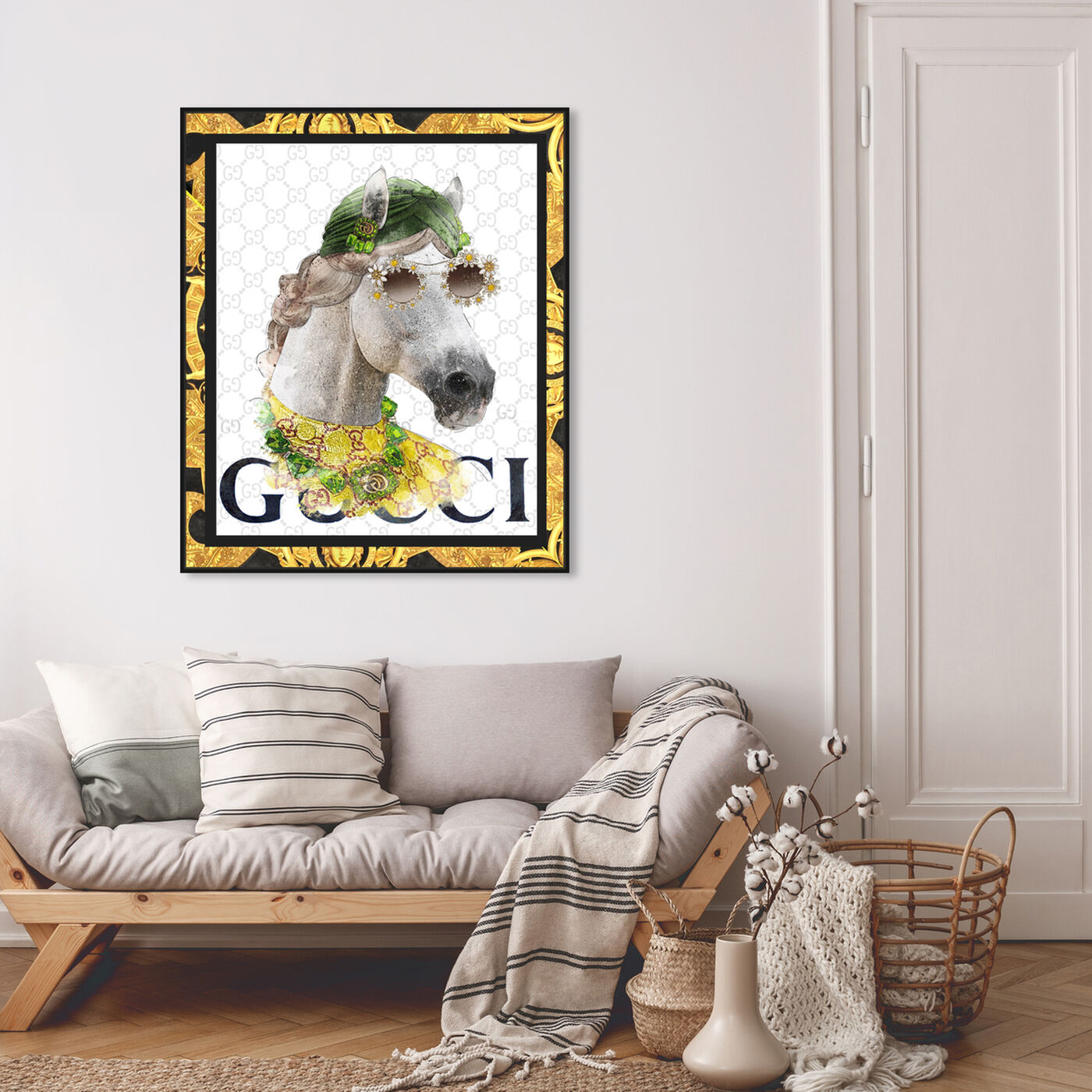 Hanging view of Luxe Sister Portrait featuring animals and farm animals art.