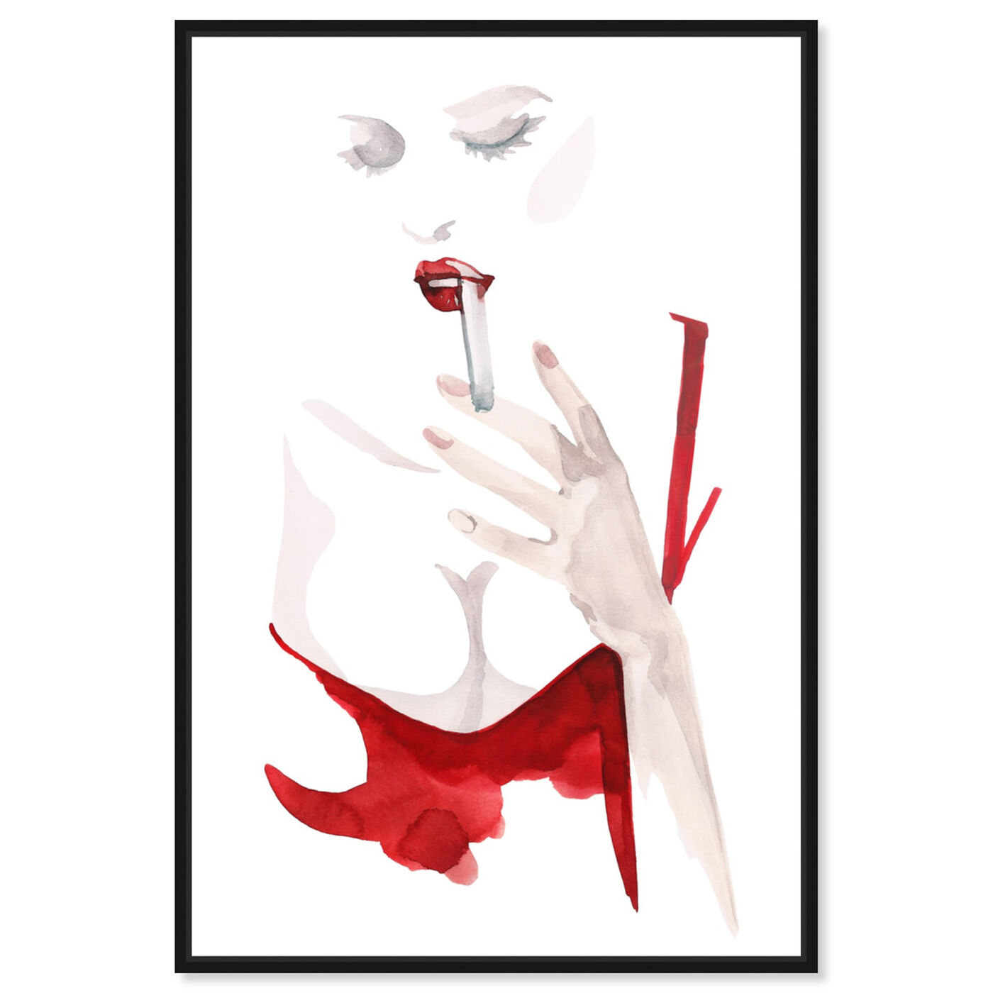 Front view of Cigarette Kiss II - Gill Bay featuring fashion and glam and portraits art.