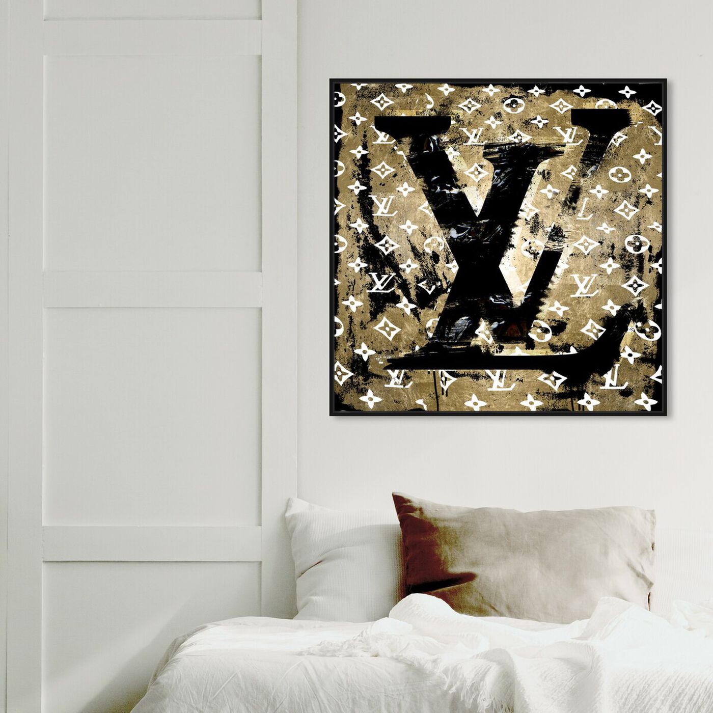 Hanging view of Gold Tag featuring fashion and glam and road signs art.