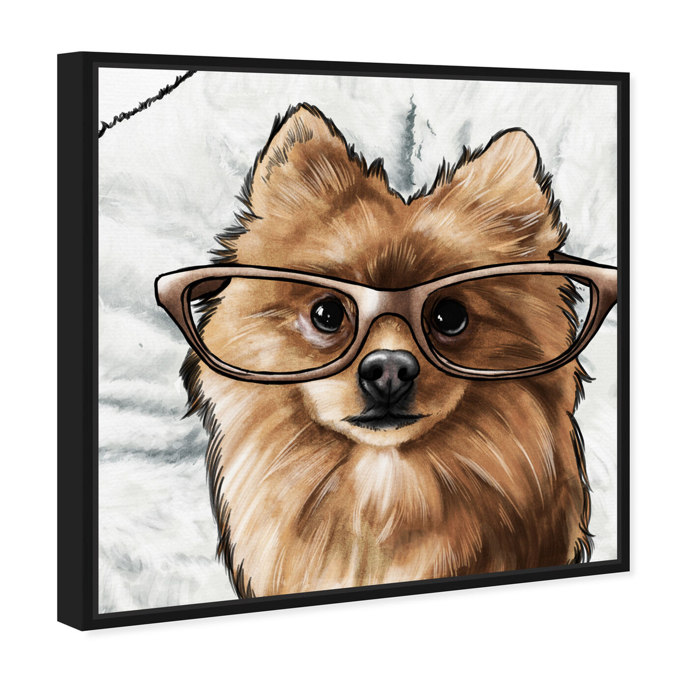 Angled view of Glasses and Fluff II featuring animals and dogs and puppies art.