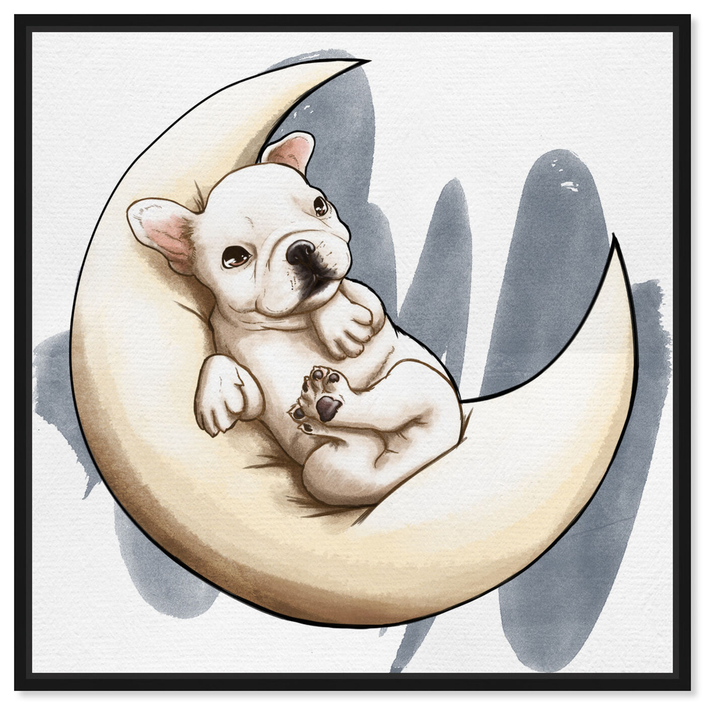 Front view of Lunar Frenchie featuring animals and dogs and puppies art.