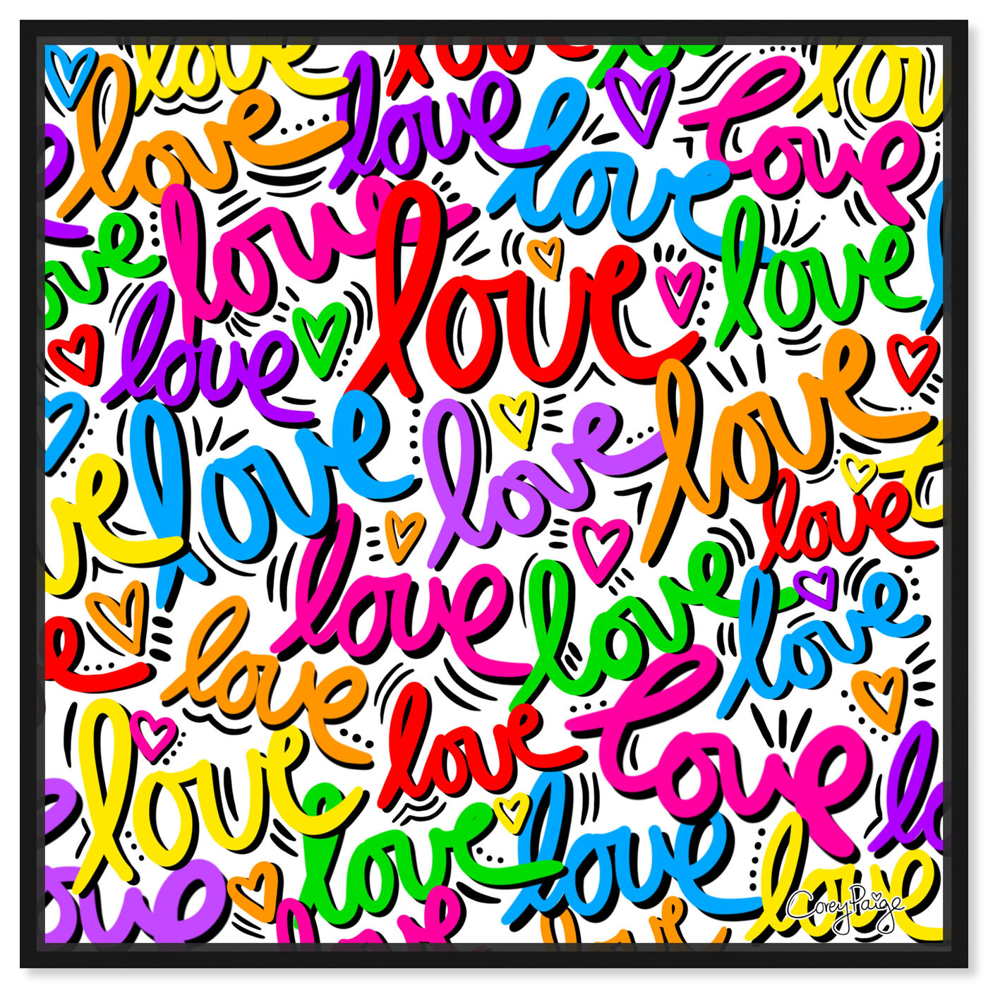 Front view of Corey Paige - Rainbow Script Love featuring typography and quotes and love quotes and sayings art.