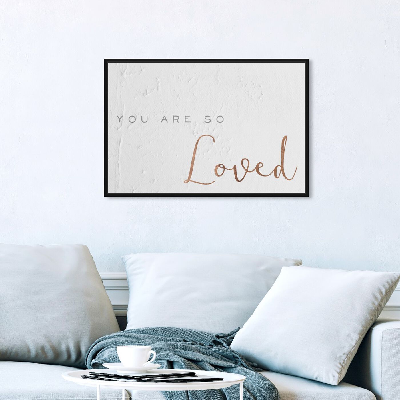 Hanging view of So Loved Copper featuring typography and quotes and love quotes and sayings art.
