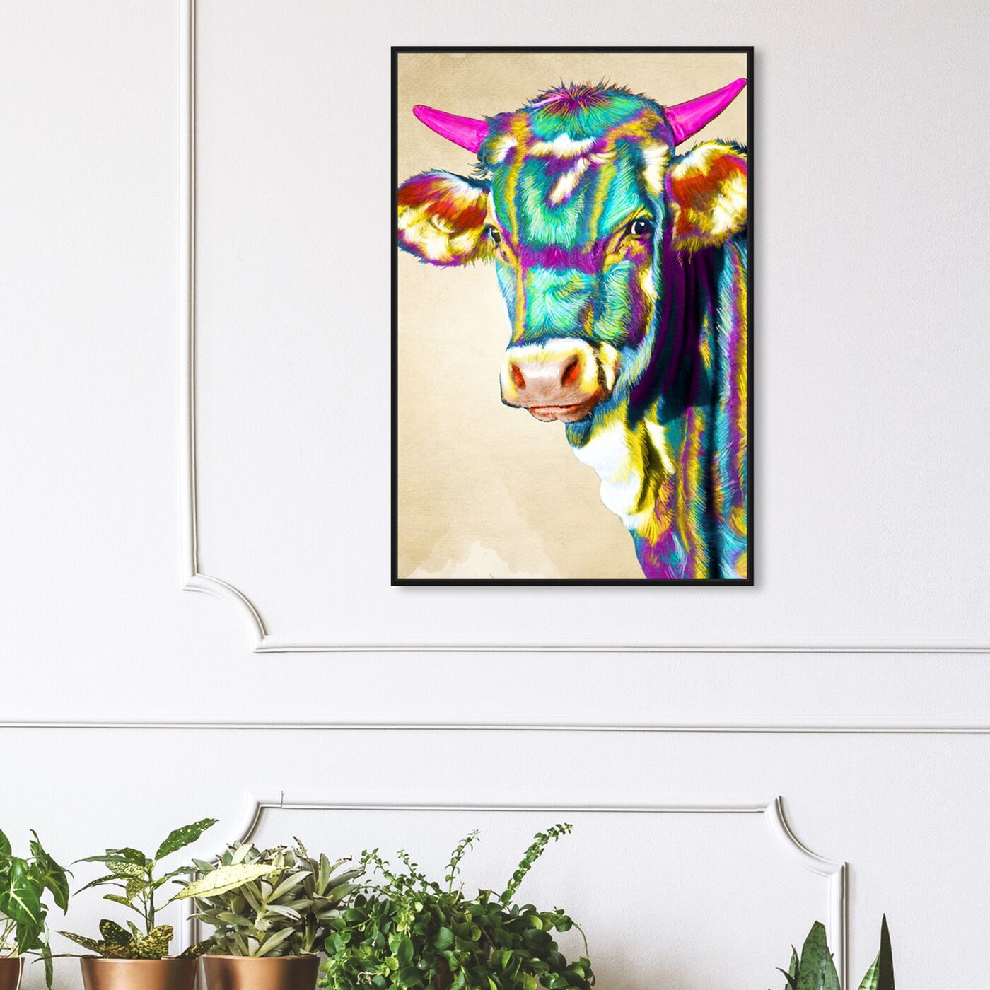 Hanging view of Color Glam Cow featuring animals and farm animals art.