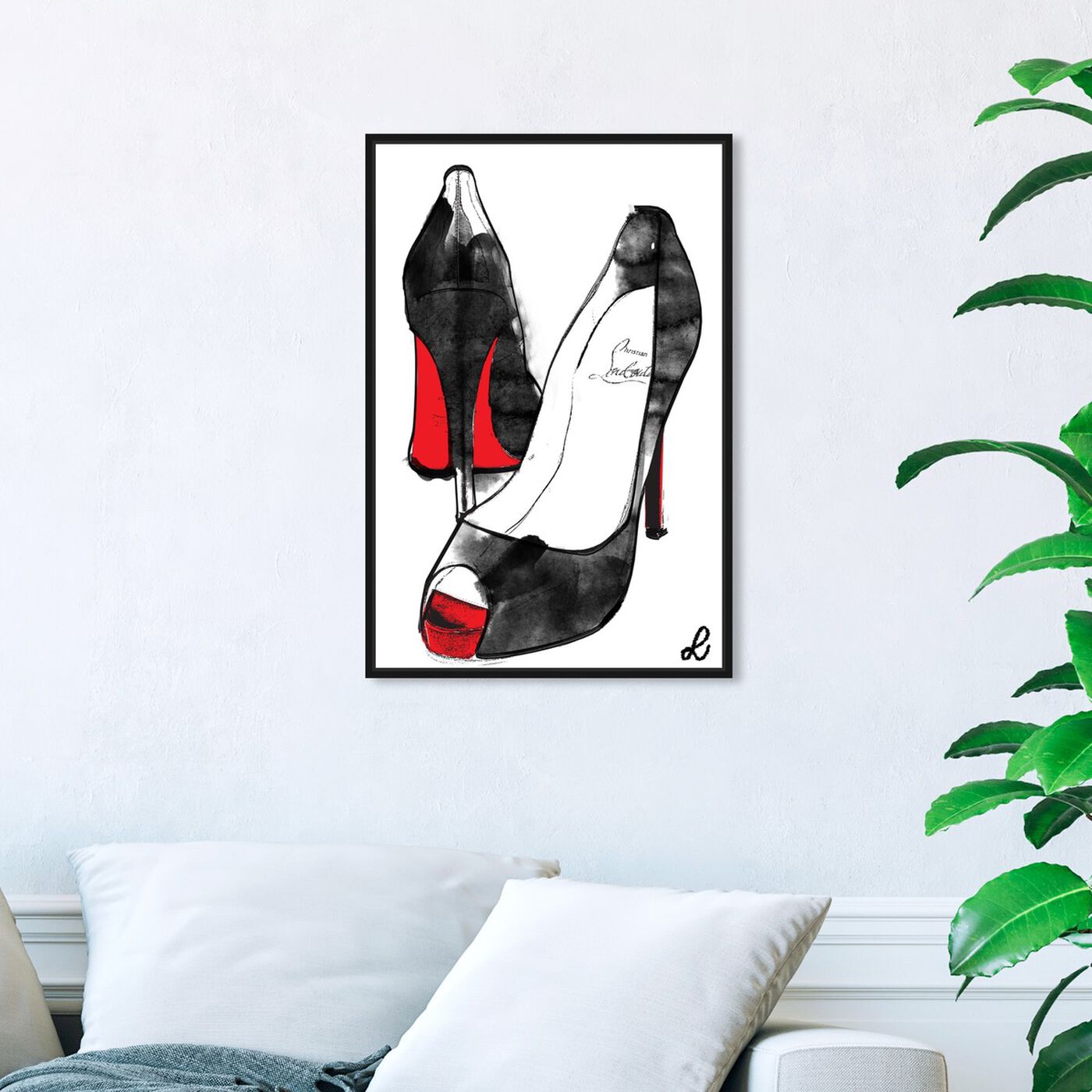 Hanging view of Stilettos I featuring fashion and glam and shoes art.