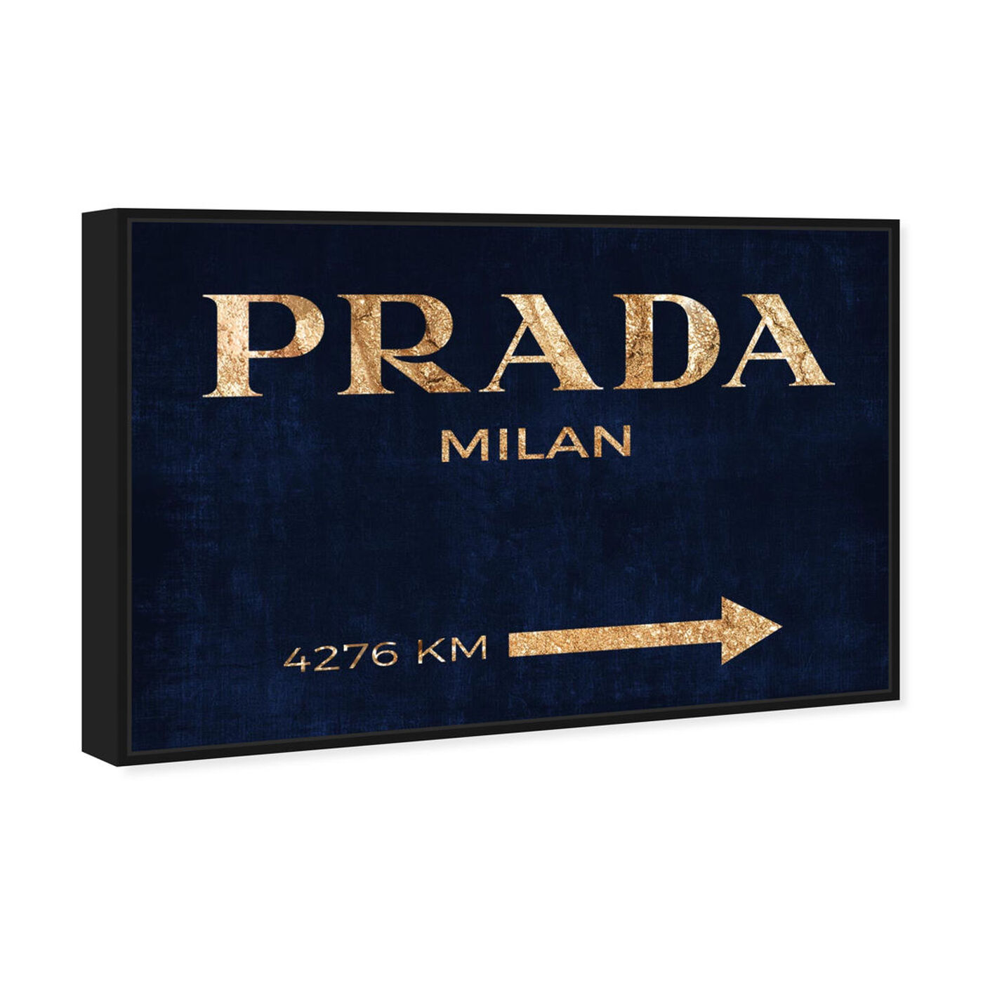 Angled view of Milan Navy featuring fashion and glam and road signs art.