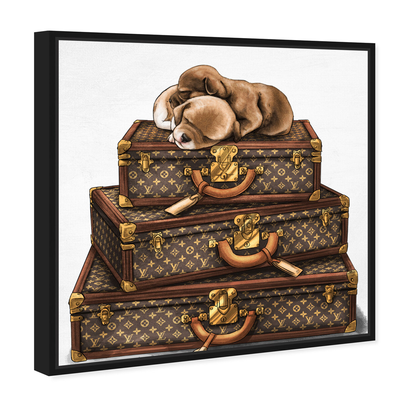 Angled view of Sleeping Pair Suitcase featuring fashion and glam and travel essentials art.
