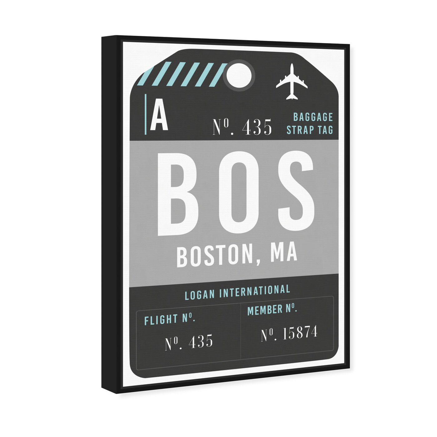 Angled view of Boston Luggage Tag featuring cities and skylines and united states cities art.