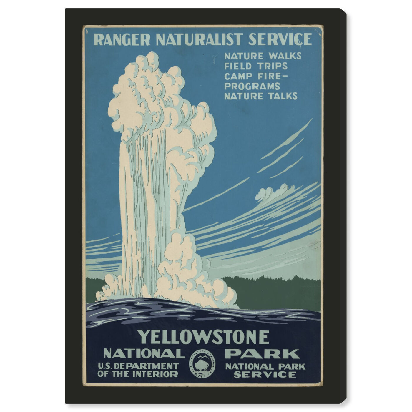 Front view of Yellowstone featuring advertising and posters art.