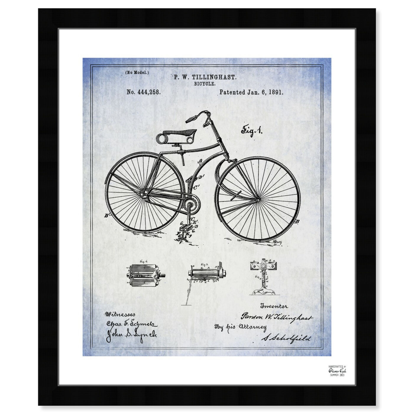 Front view of Bicycle 1891 featuring transportation and bicycles art.