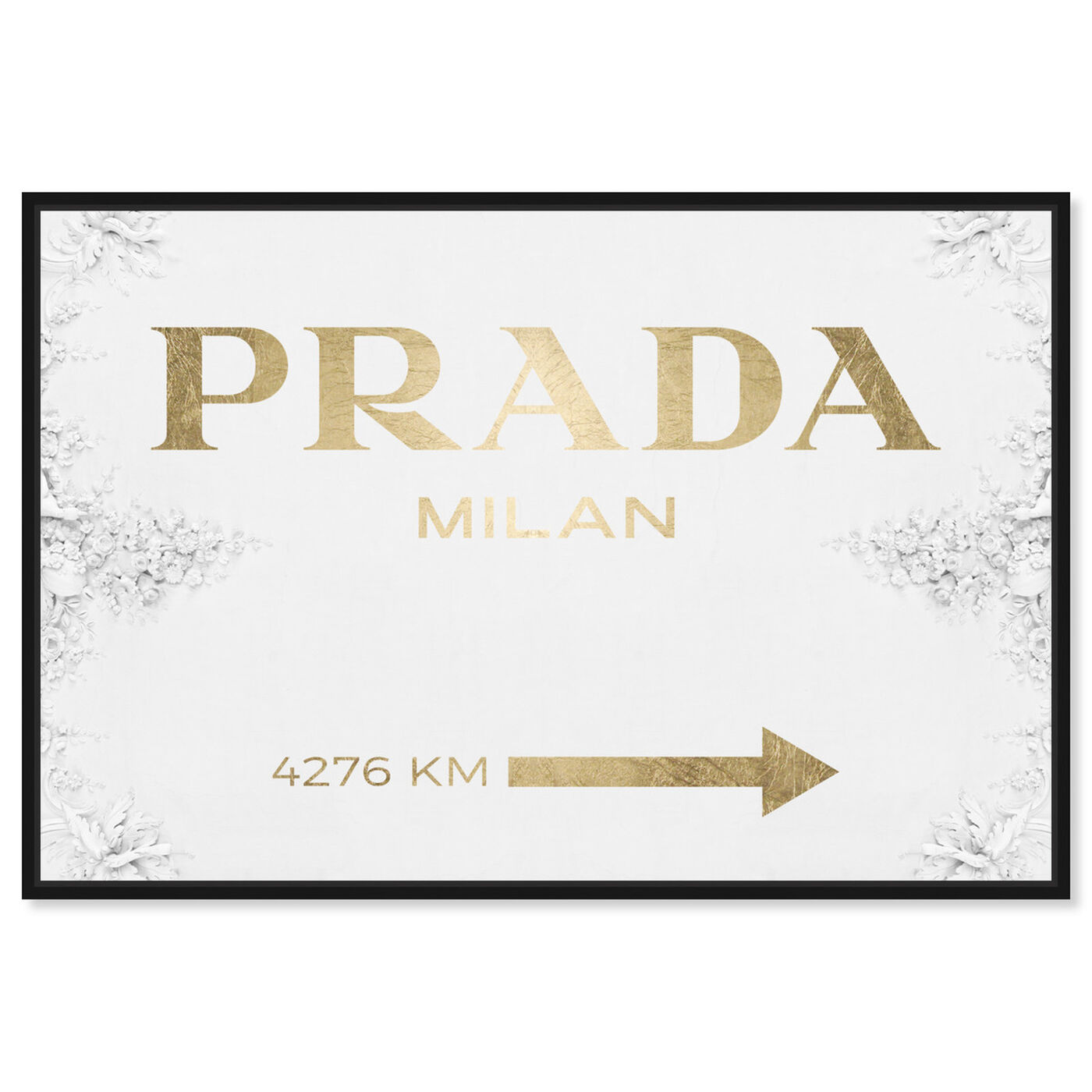 Front view of Milan Sign Contemporary Gold featuring fashion and glam and road signs art.