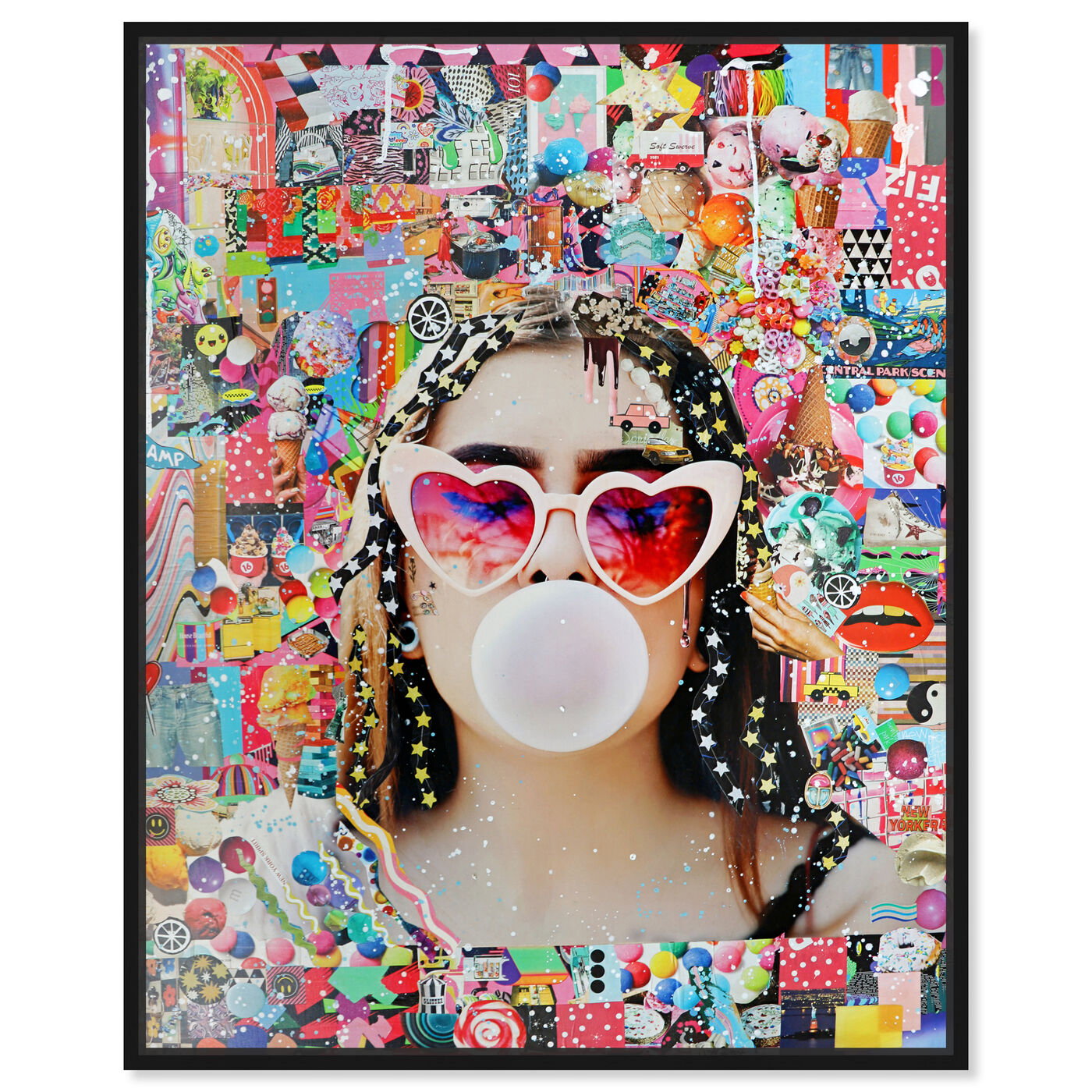 Front view of katy Hirshfeld - bubble gum featuring fashion and glam and portraits art.