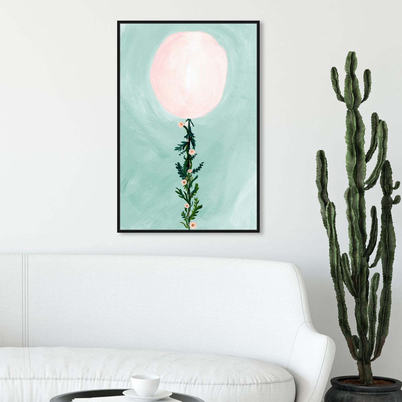 Hanging view of Pastel Flower Balloon featuring floral and botanical and botanicals art.