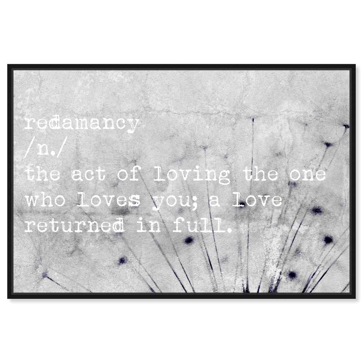 Front view of Redamancy II featuring typography and quotes and love quotes and sayings art.