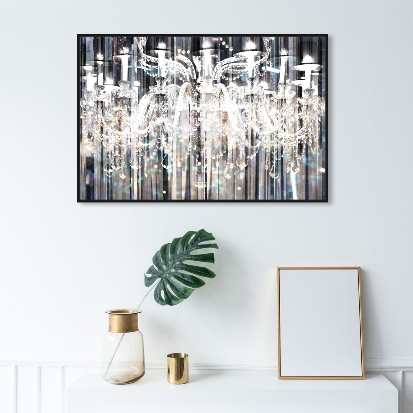 Hanging view of Diamond Shower featuring fashion and glam and chandeliers art.