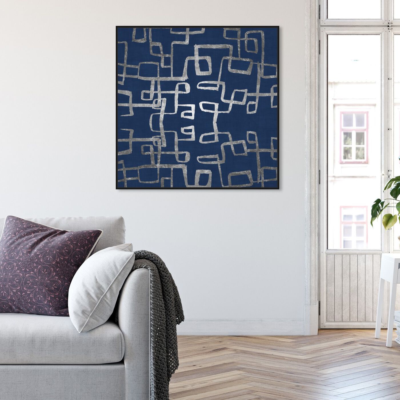 Hanging view of Navy Geometry featuring abstract and geometric art.