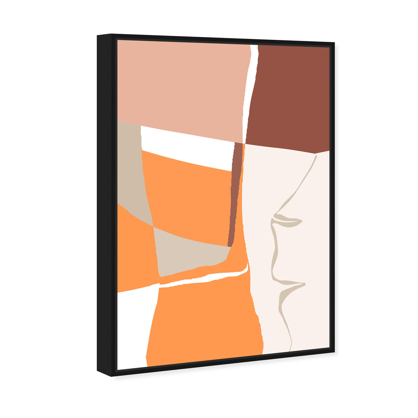 Angled view of Female Profile featuring abstract and shapes art.