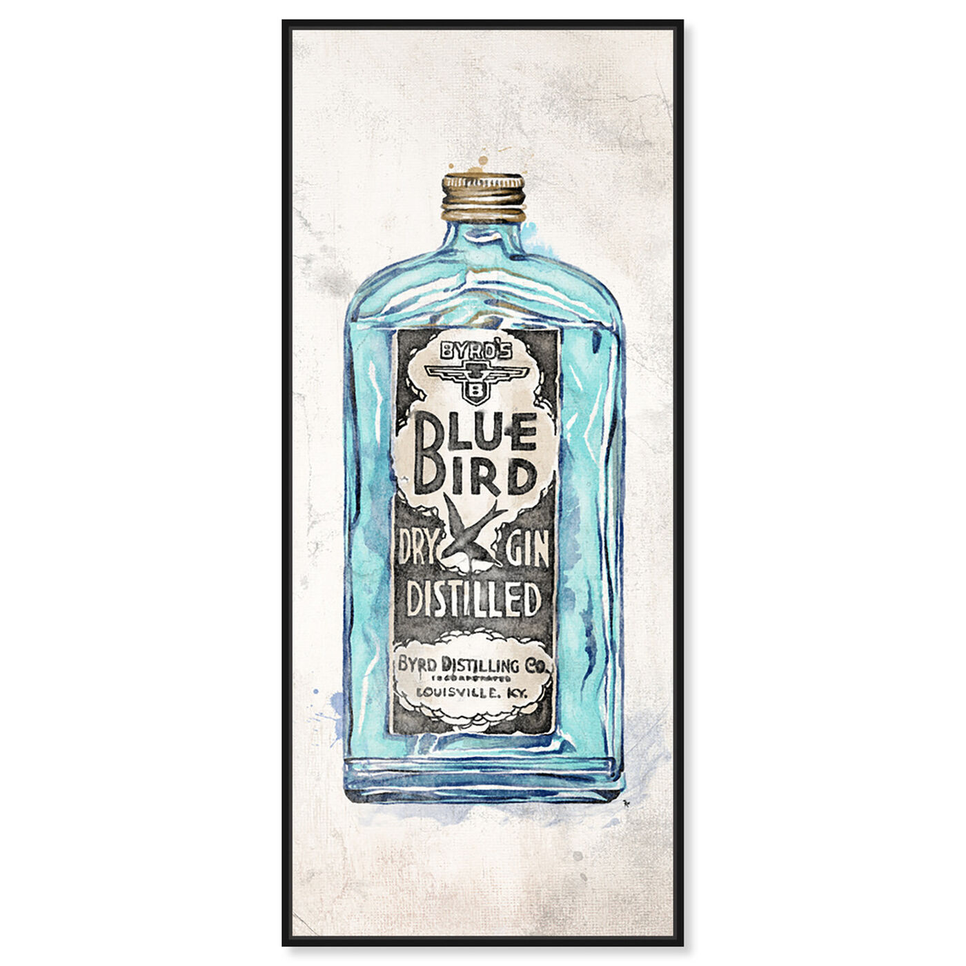 Front view of Blue Bird Gin featuring drinks and spirits and liquor art.