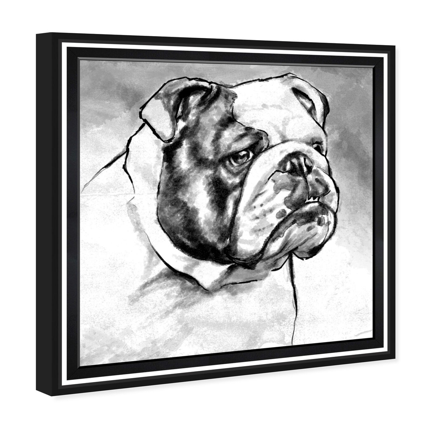 Angled view of English Bulldog featuring animals and dogs and puppies art.