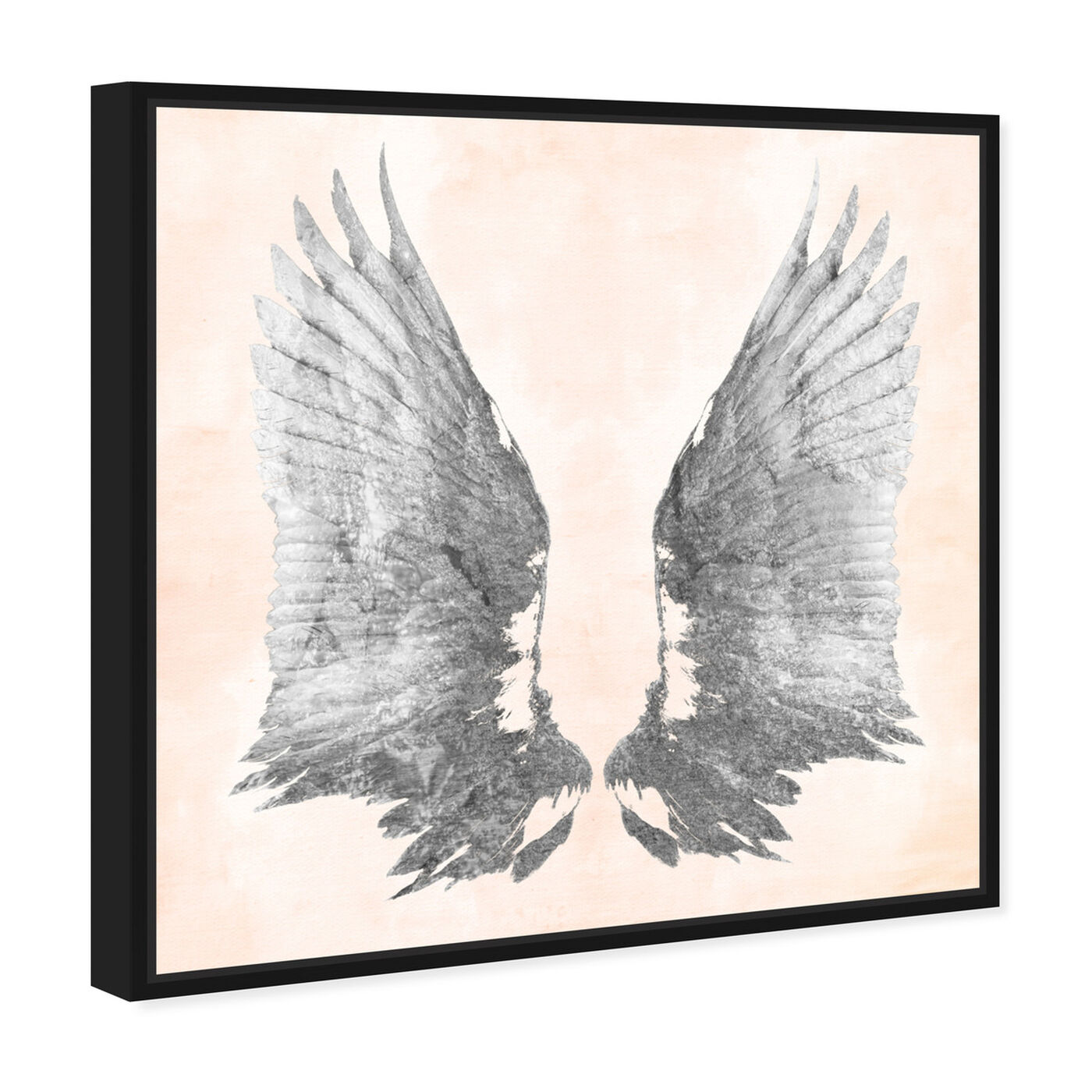 Angled view of Pink Silver Wings featuring fashion and glam and feathers art.
