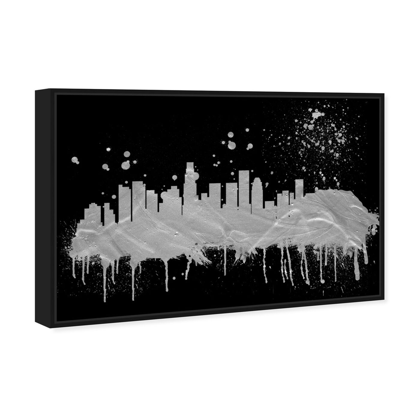 Angled view of Los Angeles Skyline Silver featuring cities and skylines and united states cities art.