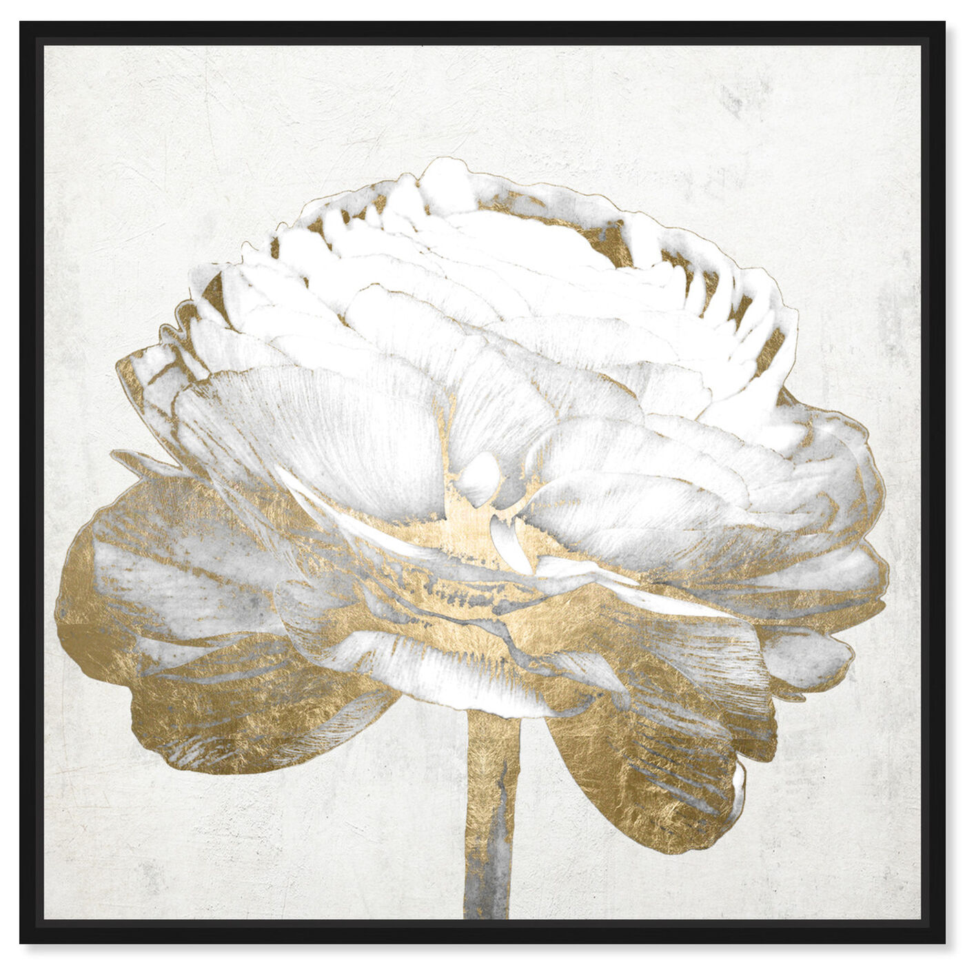 Front view of Gold and Light Floral II White featuring floral and botanical and florals art.
