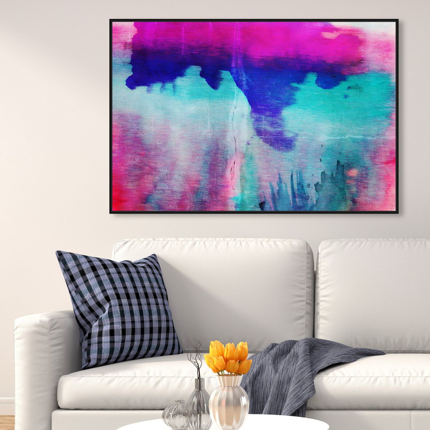 Hanging view of Elysium featuring abstract and watercolor art.