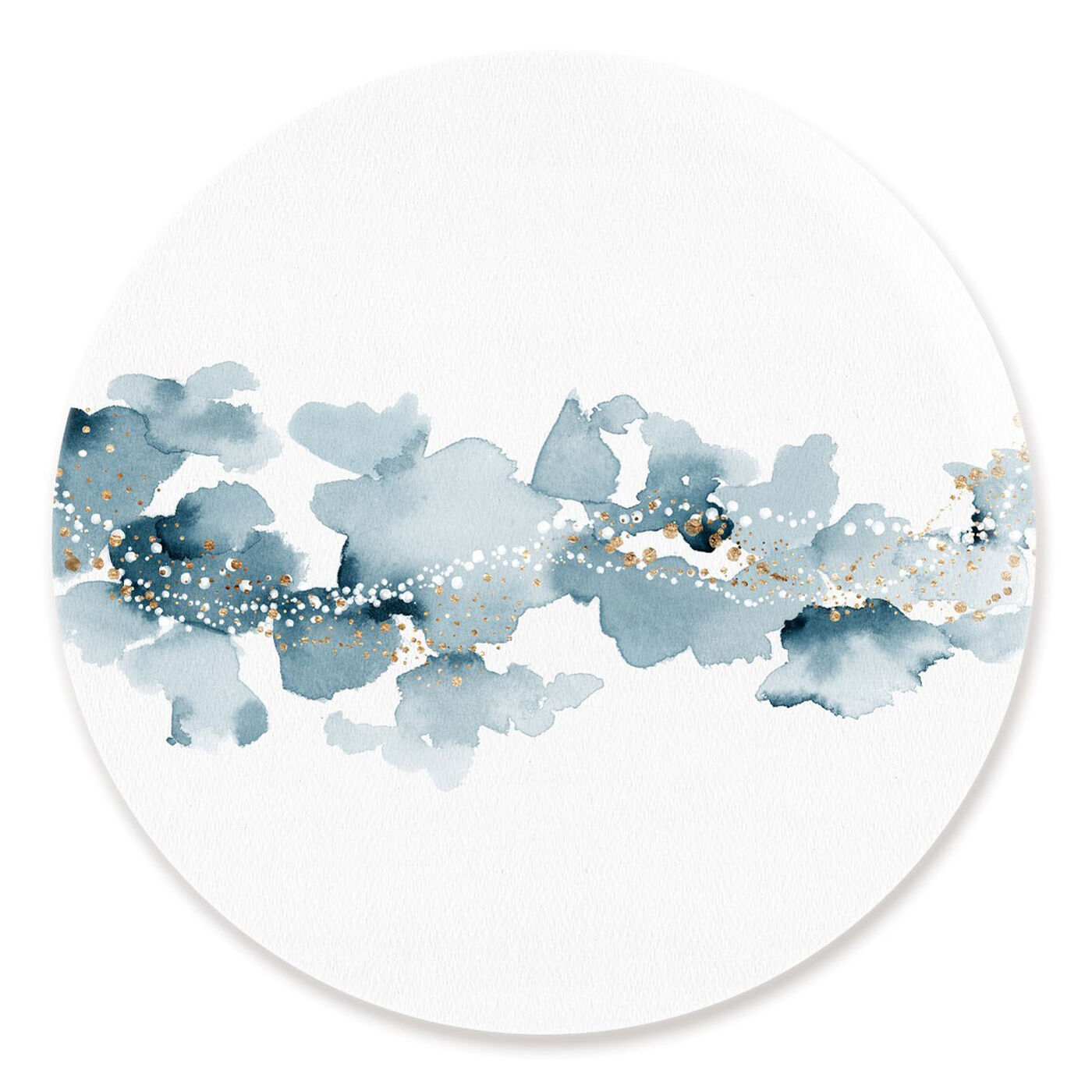 Front view of Blue Cloud Sky Circle featuring abstract and watercolor art.