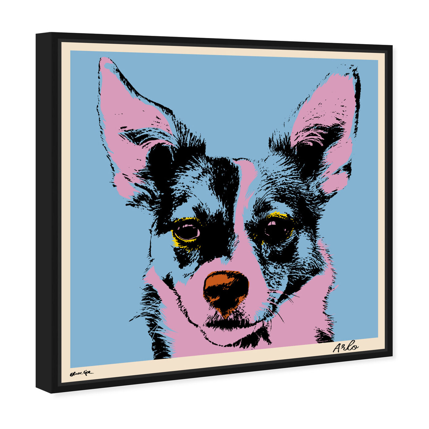 Angled view of Pet Warhol featuring animals and dogs and puppies art.