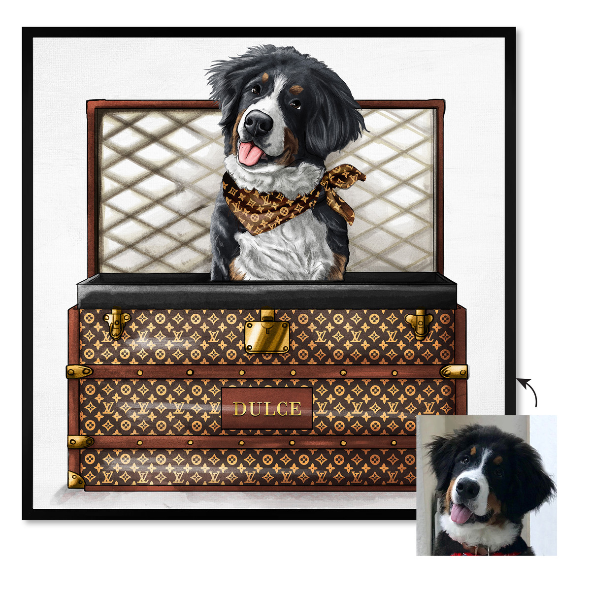 Black Luxury Traveler  Custom Pet Portrait by The Oliver Gal