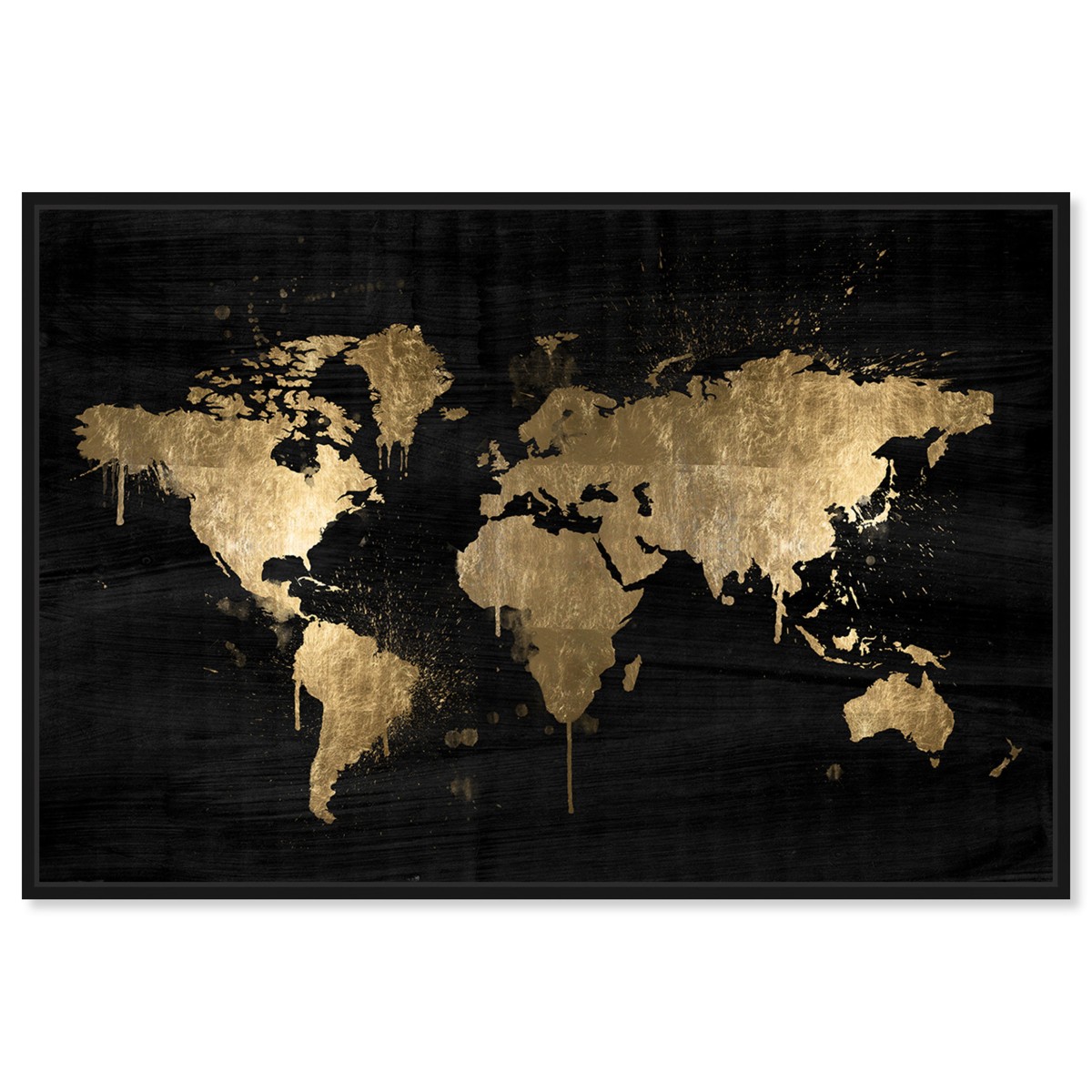 Mapamundi Gold: Black & Gold Map Wall Art | Oliver Gal