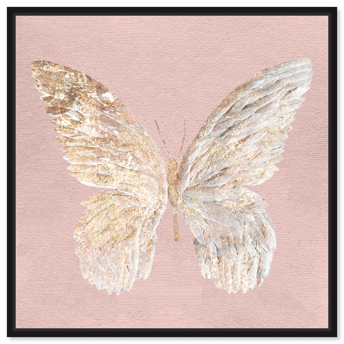 Golden Butterfly Glimmer Blush | Animals Wall Art by Oliver Gal